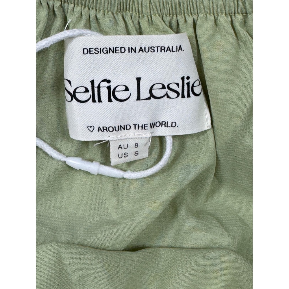 NWT Selfie Leslie 63623J Sage Bustier Tiered Mini Dress Size S Open Back - Picture 5 of 7